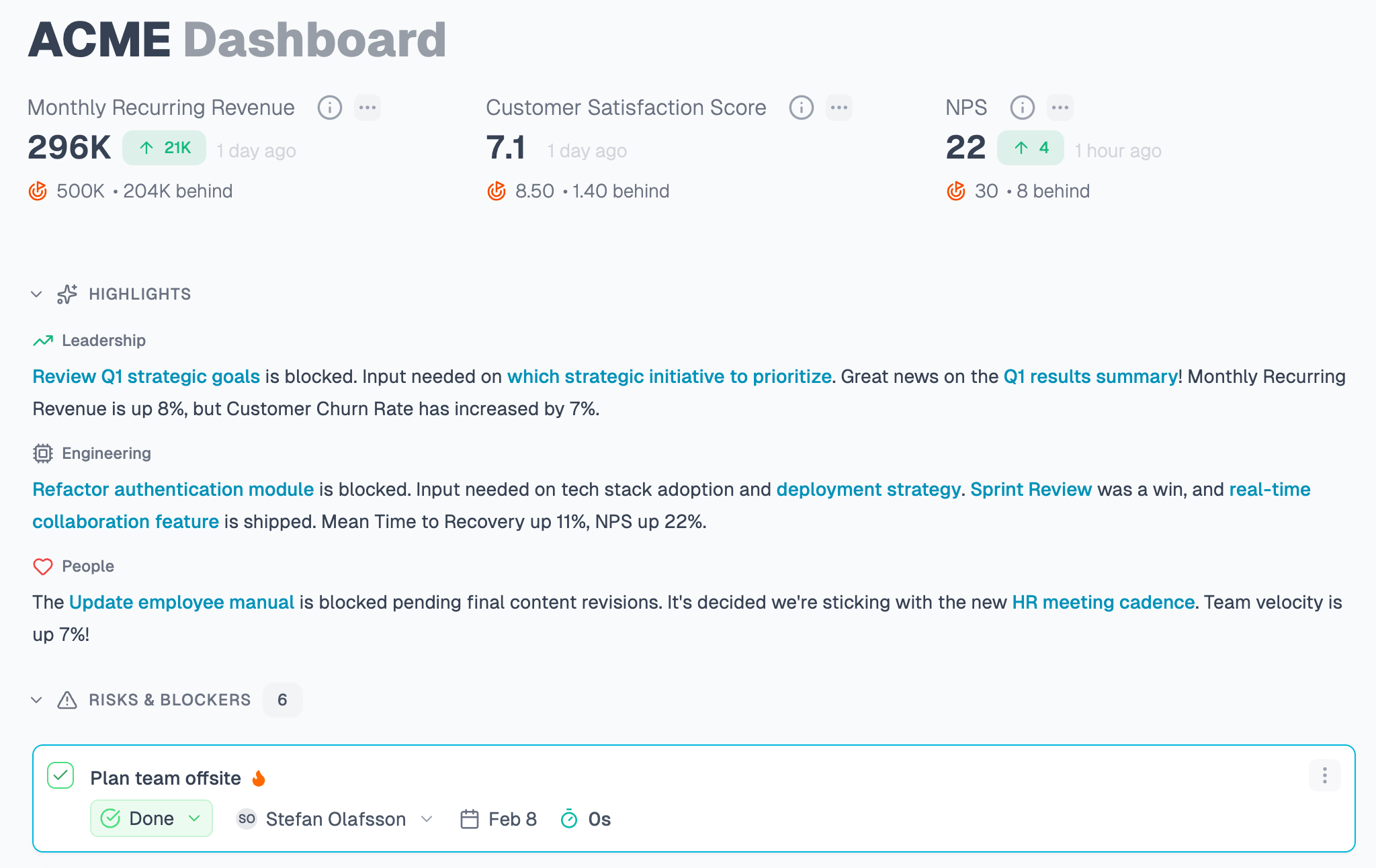 Attention feature screenshot